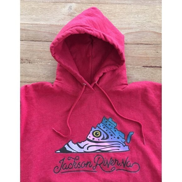 Red Jackson River Va Hoodie Pullover Sweatshirt Souvenir Adult Size Large - Picture 2 of 4
